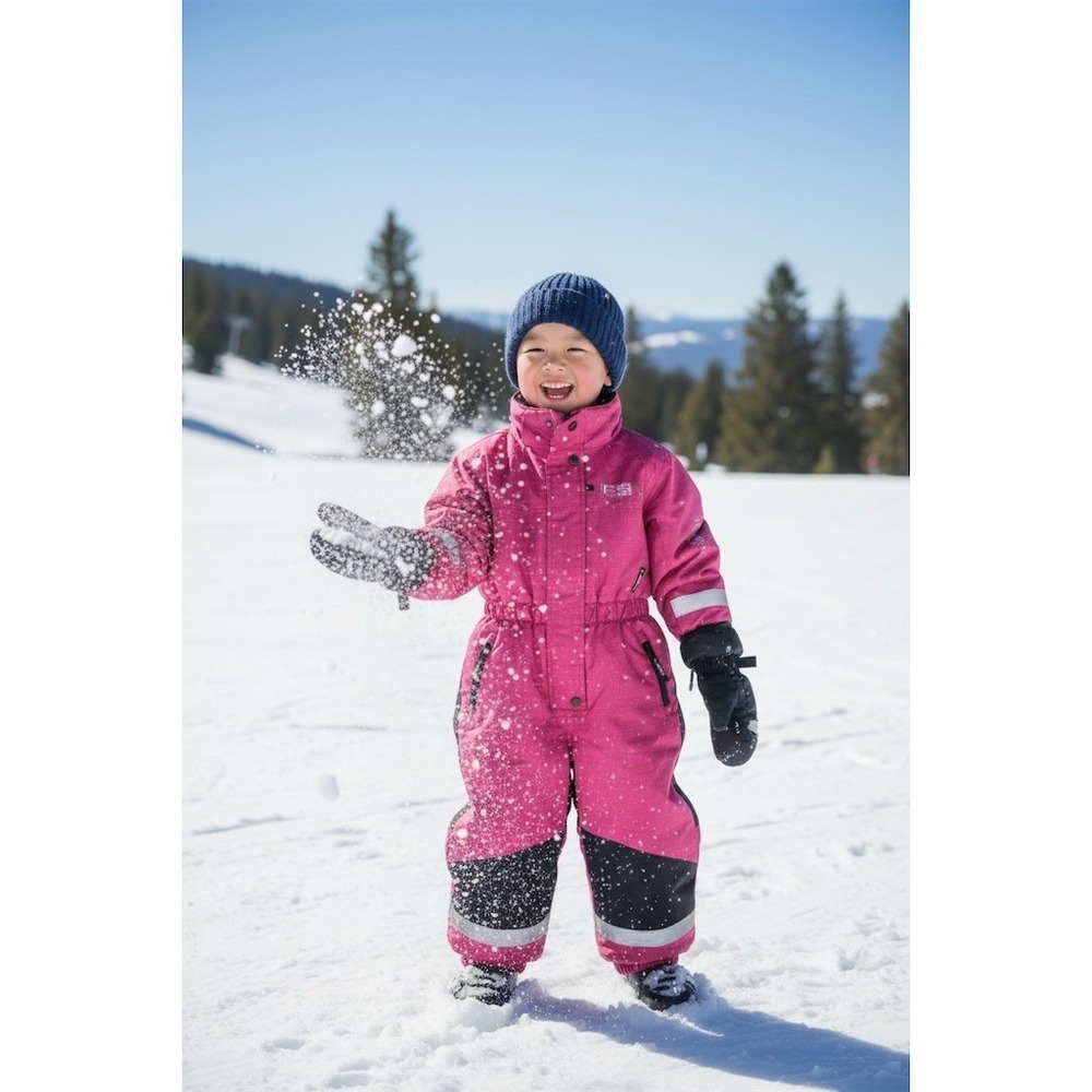 Kids Snowsuit Unisex Sz 98 Pink Colorblock Reflective Winter Ski snowboard
